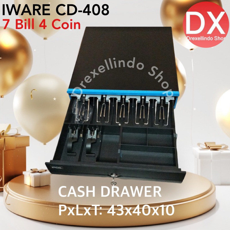 CASH DRAWER CD408 IWARE CD-408 / CD408 / 408 METAL RJ11 LACI KASIR  7 BILL 4 KOIN