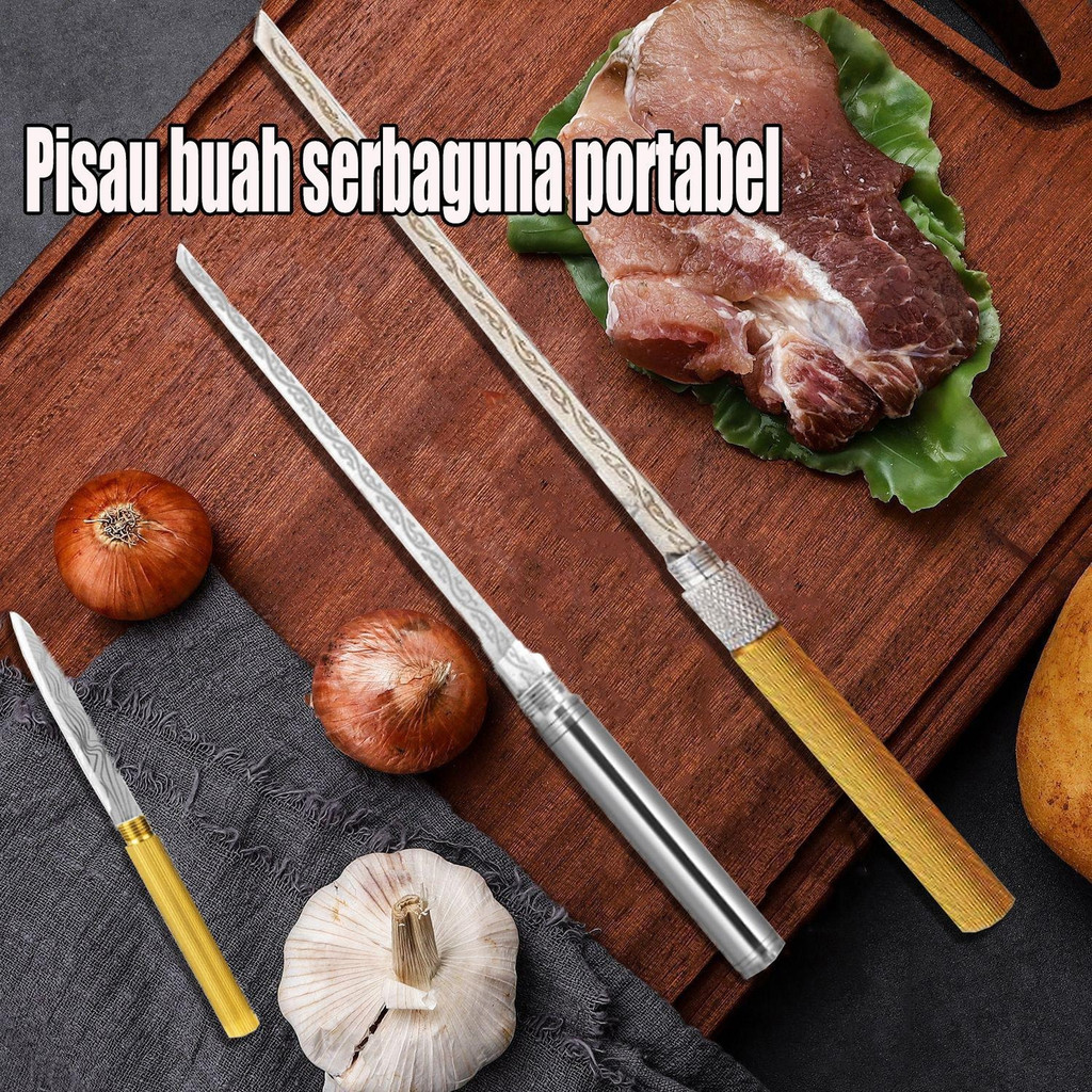 Pisau Dapur Motif Tongkat Stainless Portable Fruit Knife Kitchenware Pisau Tongkat Tahan Isau Tongka