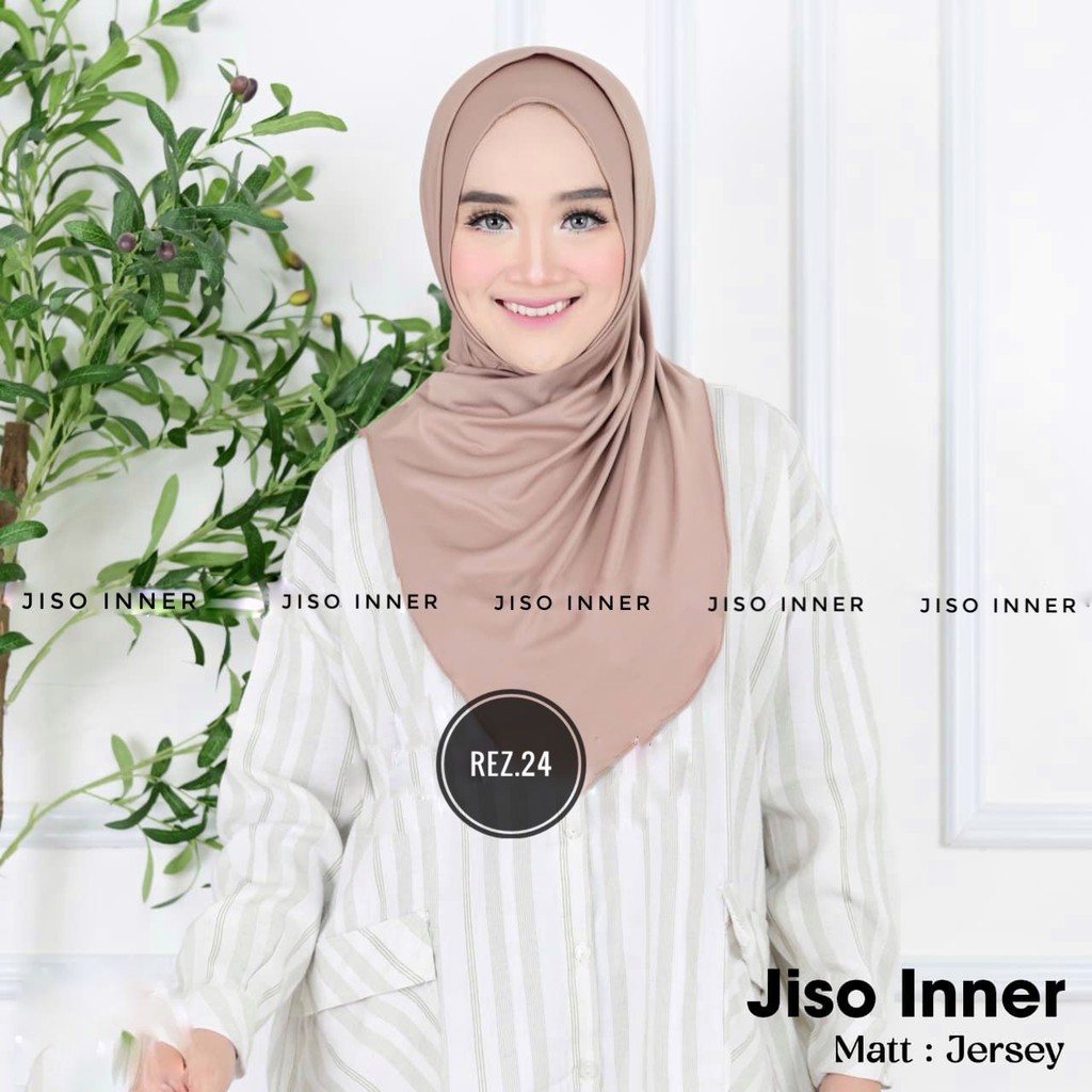 HIJAB INSTAN JISOO PLUS INNER JERSEY /  Bergo Instan Meleyot Plus Inner Jersey Spandek | Bergo Jiso 