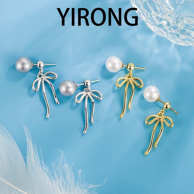 YIRONG Anting Mutiara Pita Panjang Gaya Korea Fashion Kepribadian
