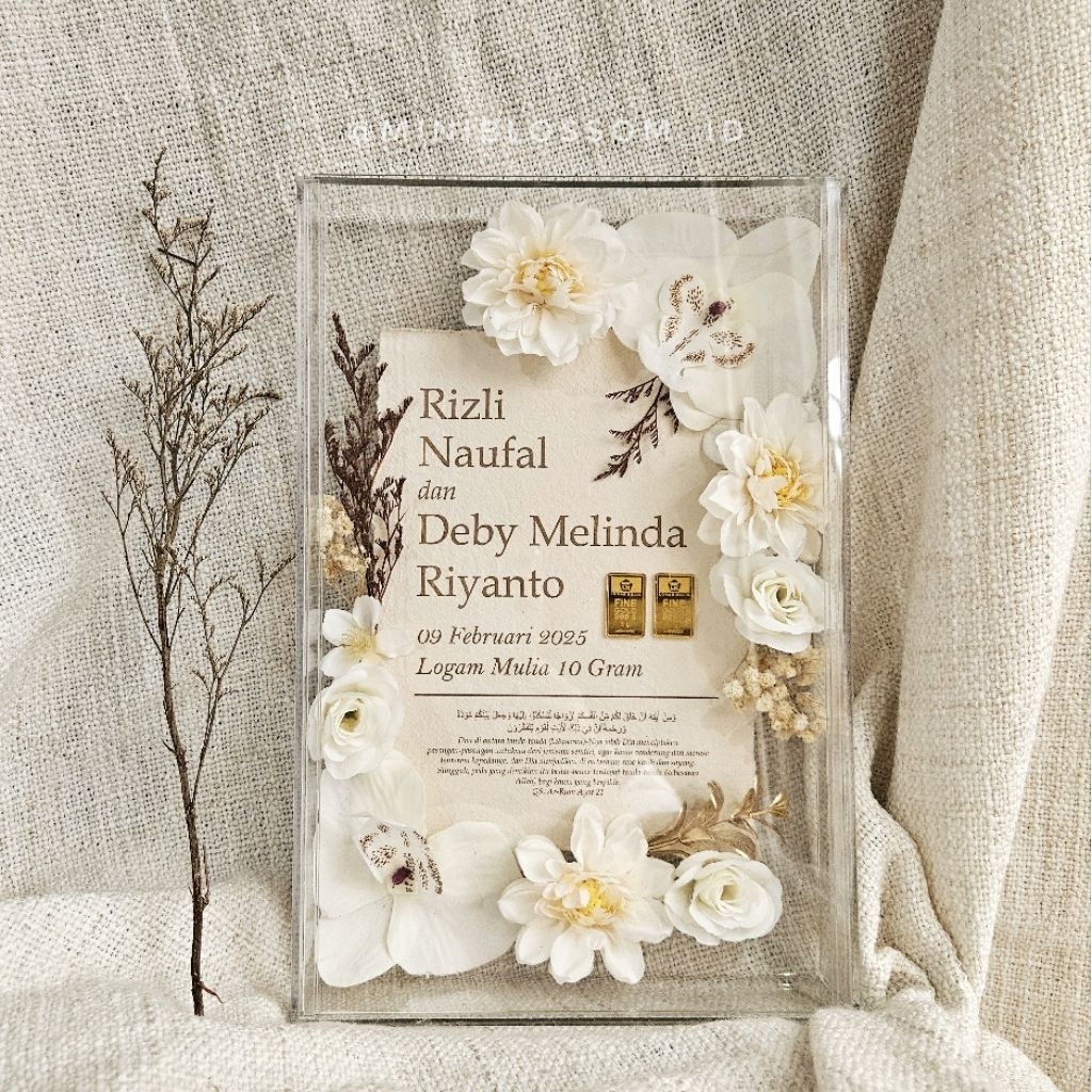 SENJA PUTIH Mahar Akrilik / Frame Akrilik Transparan / Mahar Estetik