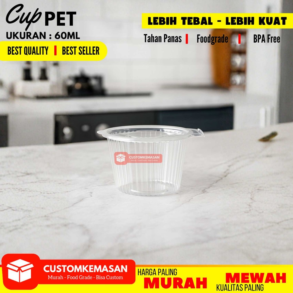 Cup Sambal Cup Pat 60ml / Cup Pat Sambal /Wadah Sambal / Tempat Sambal / Kemasan Sambal saus