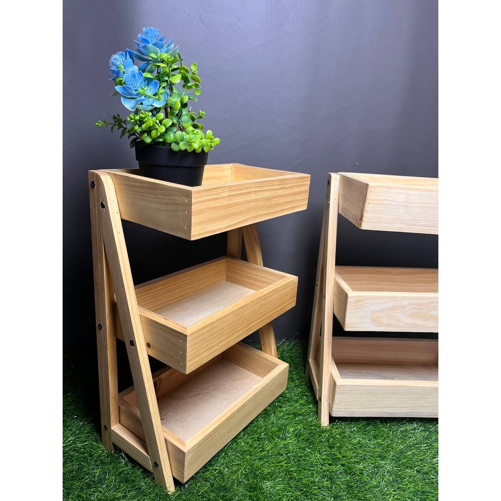 Rak Bawang Kayu 3 Susun / Rak Bumbu Serbaguna