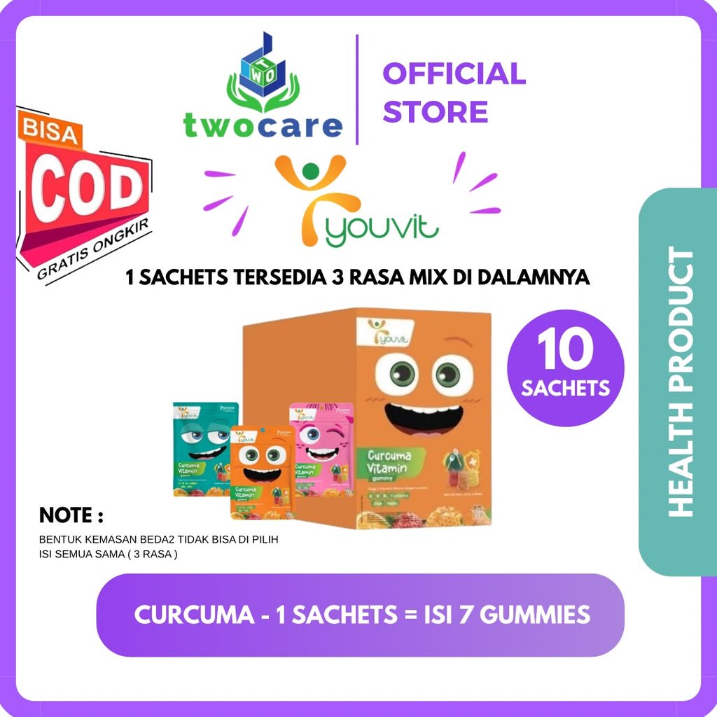 Youvit Curcuma Vitamin Gummy Anak 1 Box isi 10 Sachet 7 Gummies