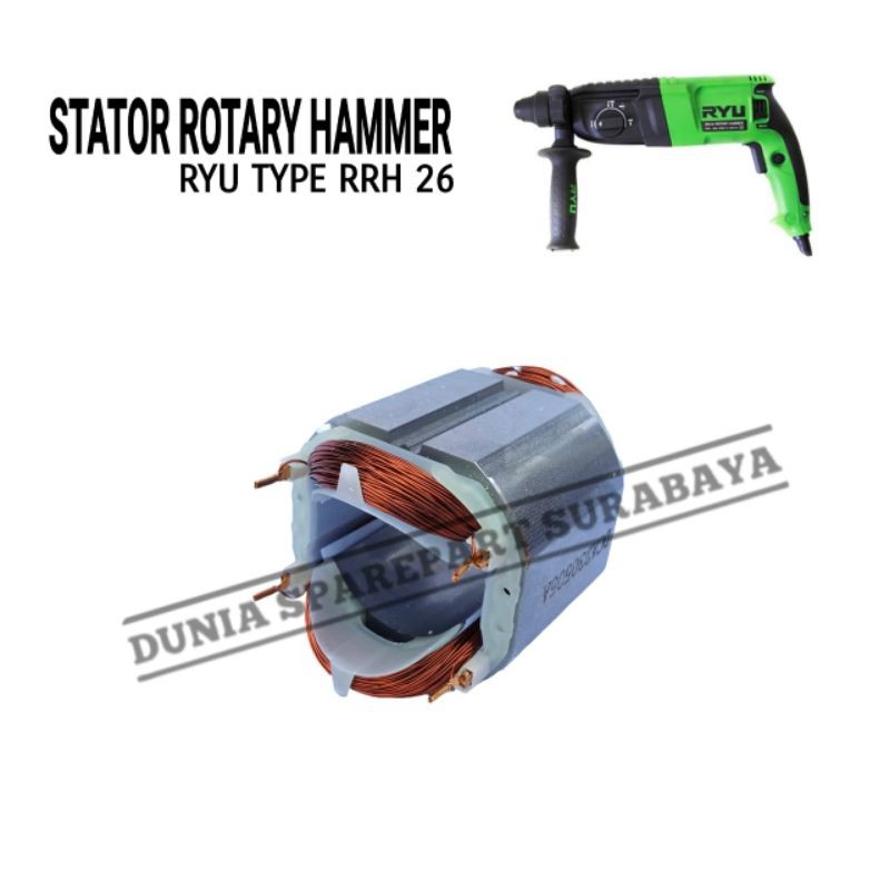 NIWASUMA Stator For Mesin Bor Rotary Hammer RYU RRH26 / Bantalan Rumah Armature Angker Bor SDS Plus 