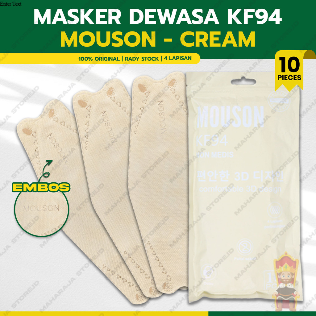 Masker KF94 MOUSON 4Ply Isi 10Pcs Cream Coklat Muda KF 94 4 Ply Earloop Surgical Mask