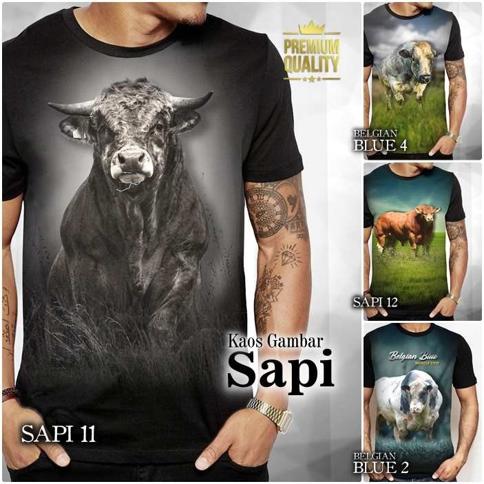 Kaos SAPI SUPER Raksasa SAPI 1 TON | Baju Kaos Gambar SAPI BELGIAN BLUE 2 Kaos Sapi Limosin PREMIUM 