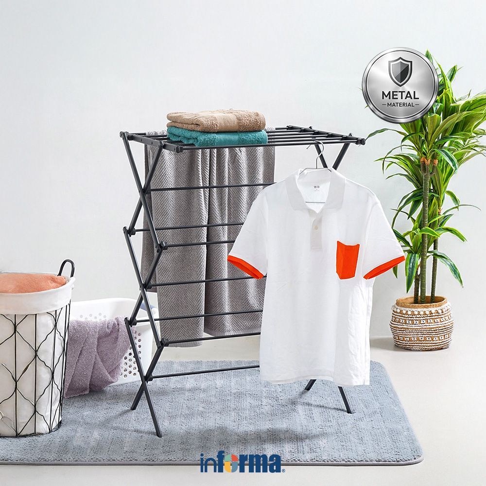 Informa Gretta Jemuran Baju 75x60x103 cm - Hitam Tempat Jemur Gantungan Pakaian Jemuran Pakaian