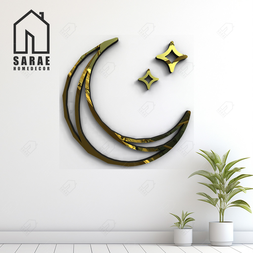 Hiasan Dinding Kamar Moon Star Wall Akrilik laser cutting Modern / Wall Decoration SARAE HOMEDECOR