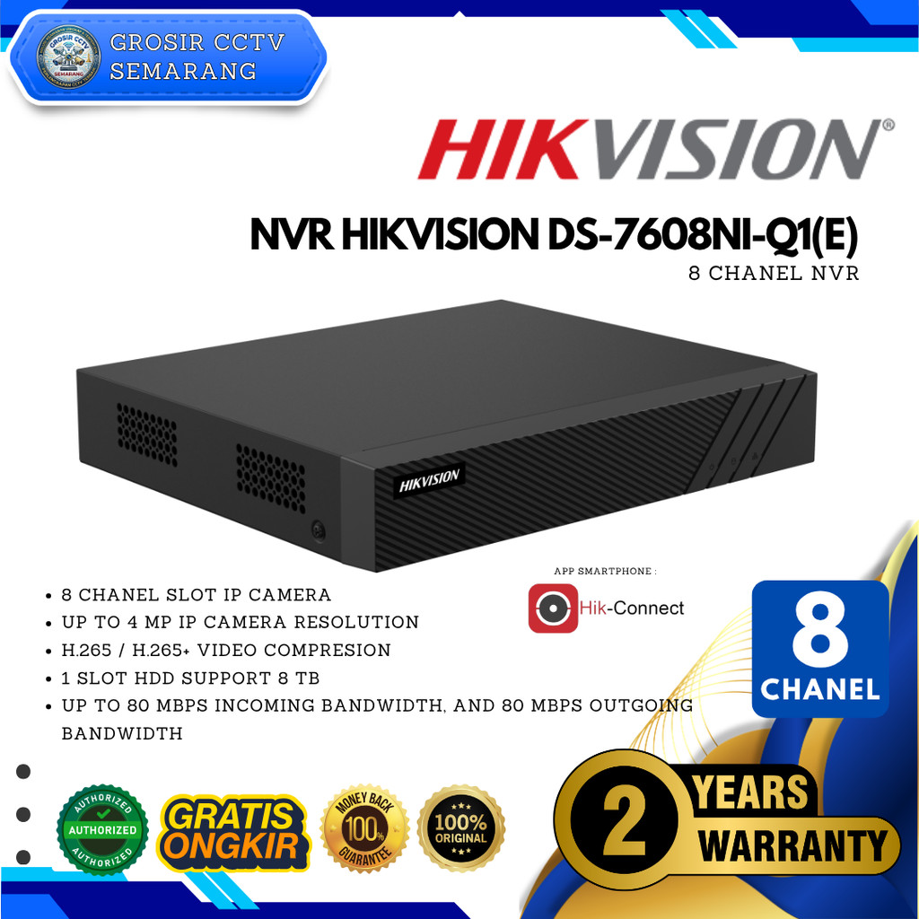 HIKVISION DS-7608NI-Q1(E) NEW NVR 8 Chanel 7600 New Series