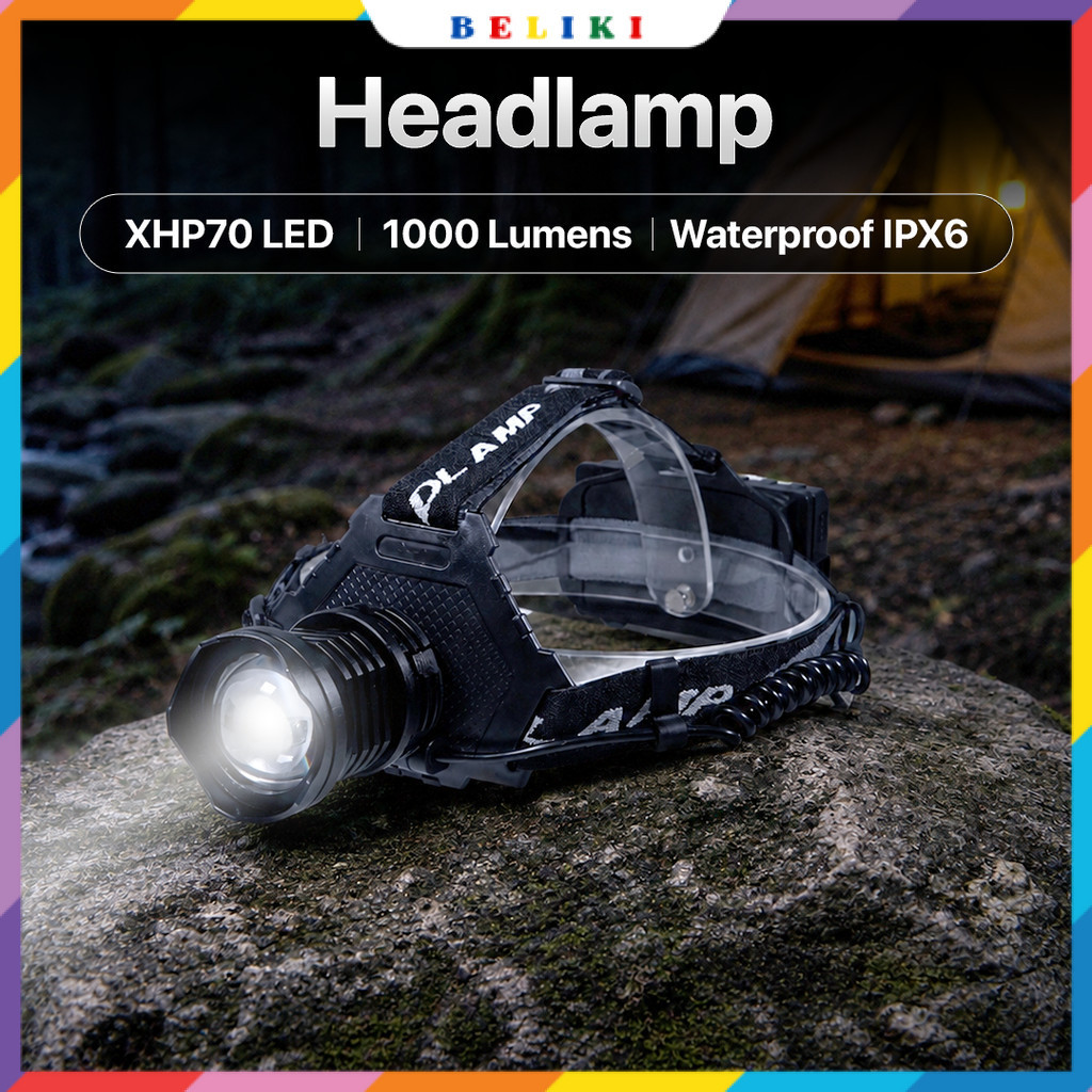 Senter Kepala Headlamp LED IPX6 1000 Lumens - P70