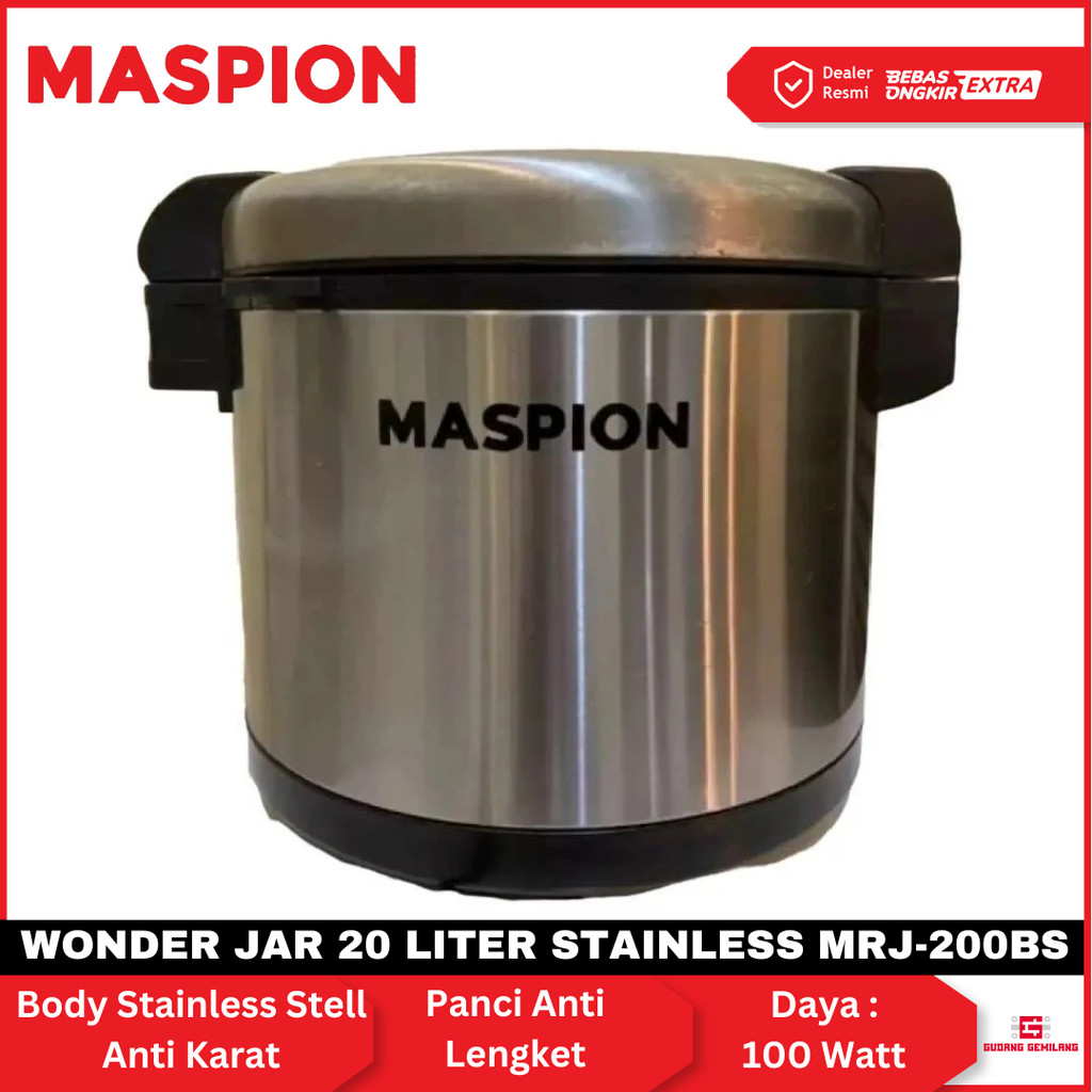 Maspion Wonder Jar Penghangat Nasi Jumbo 20 Liter Pemanas Nasi Anti Lengket MRJ-200BS MASPION
