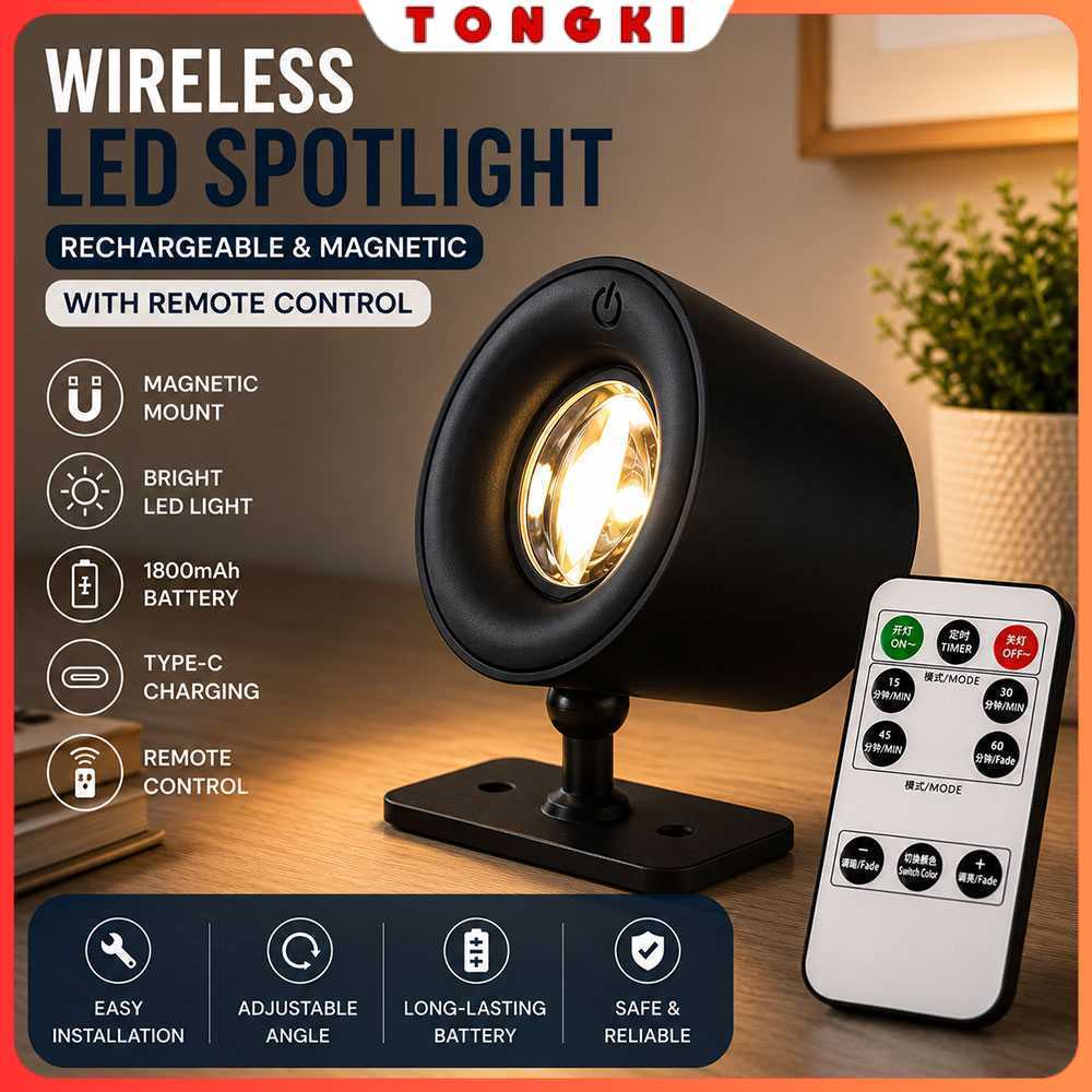 Lampu Baca Magnetik Wireless Led Spotlight Rechargeable 1800mAh - JG001