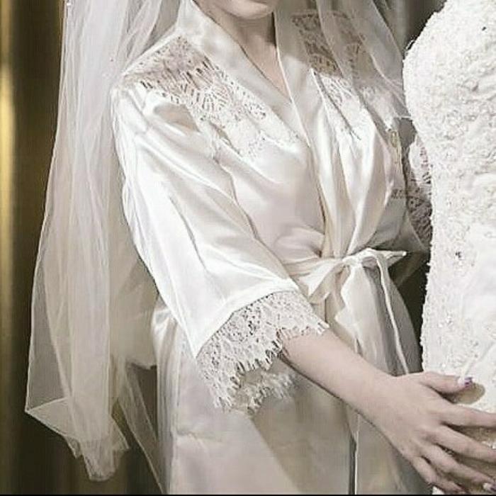 Satin Lace kimono / kimono bride / satin bride robe - S Terlaris