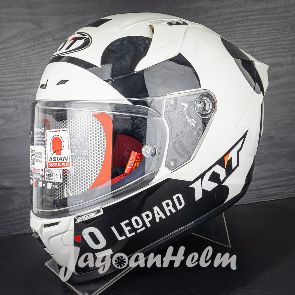 KYT HELM STRIKER LEOPARD PANDA | WHITE BLACK | SINGLE VISOR