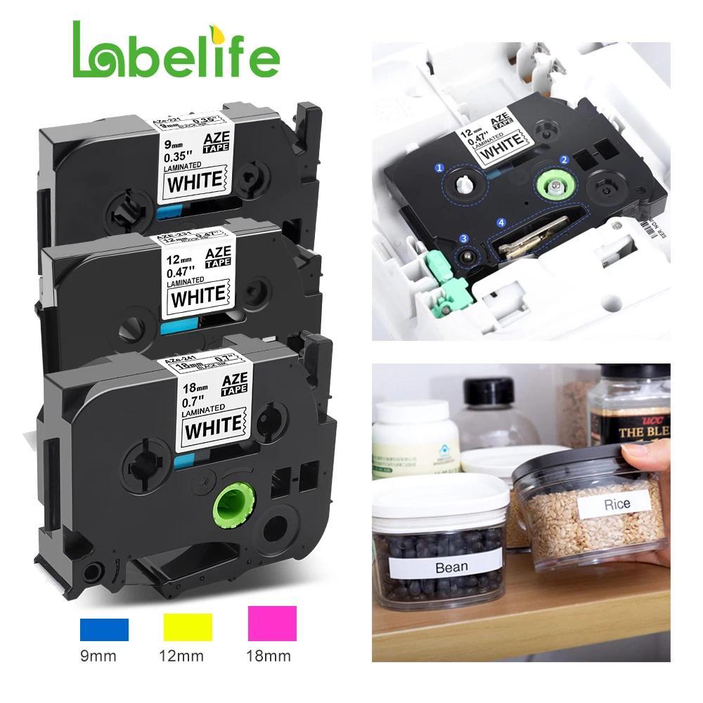 Tze-231 241 221 251 Label Tape 12mm 9-24mm Black on White Compatible for Brother Ptouch Label Printe