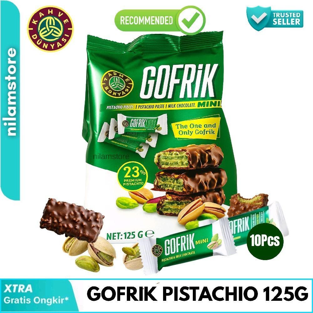 

Gofrik milk Coklat Pistachio 125g isi 10 pcs - Oleh oleh Turkey haji umroh enak