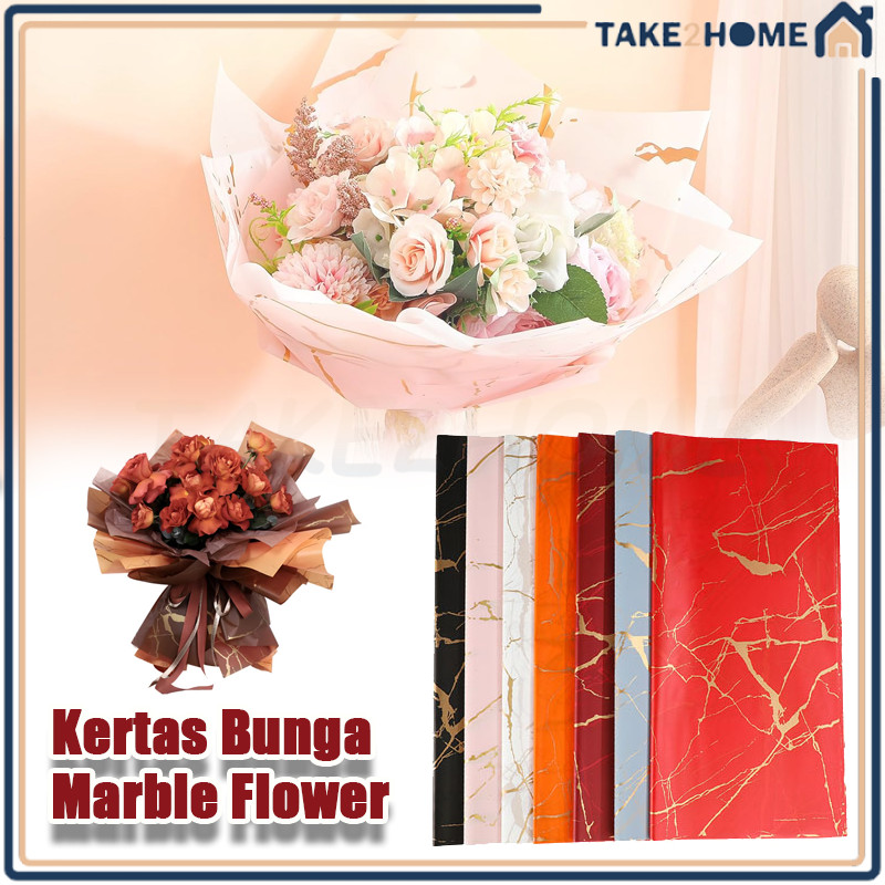 

Kertas buket bunga marble/Motif Marble Marmer Flower Wrapping Paper/Wrapping Cellophane