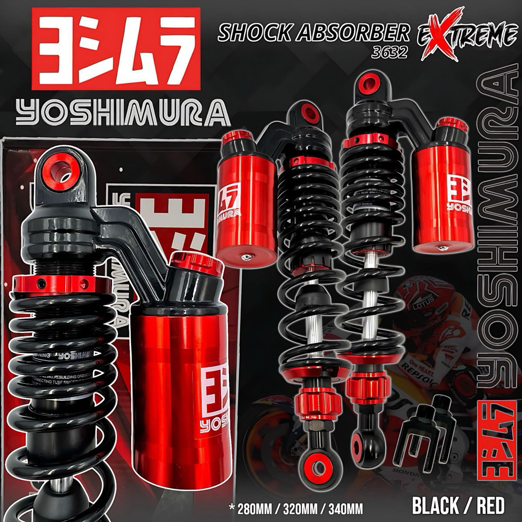 SHOCK belakang YOSHIMURA EXTREME 3632 UK 280mm 320mm 340mm SHOCK TABUNG ATAS PLUS ANTING UNIVERSAL B