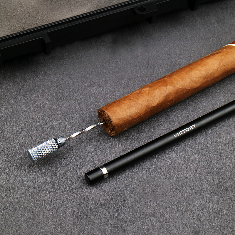 Portable Cigar Cutter Travel Cigar Draw Enhancer Tool Dredge Drilled Stainless Steel Cuba Punch Loos