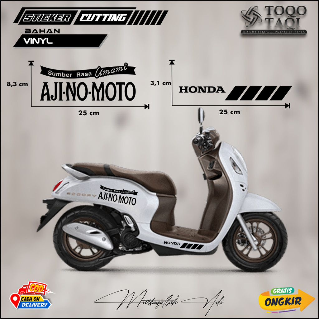 CUTTING STICKER TULISAN AJINOMOTO STIKER BODY MOTOR MATIC SCOOPY PCX NMAX BEAT VARIO