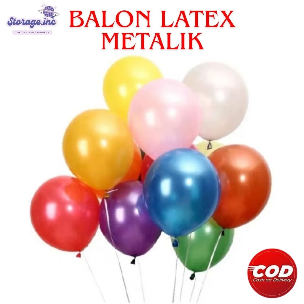 (100 Pcs) Balon  Metalik 12 Inch Balon Ulang Tahun Dekorasi Anak Balon Latex Warna Cerah Murah