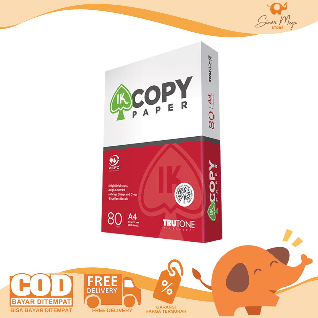 

IK Copy Paper HVS Kertas Print / Kertas Fotocopy A4 80gr/gsm 500 Sheet/lembar Murah Berkualitas