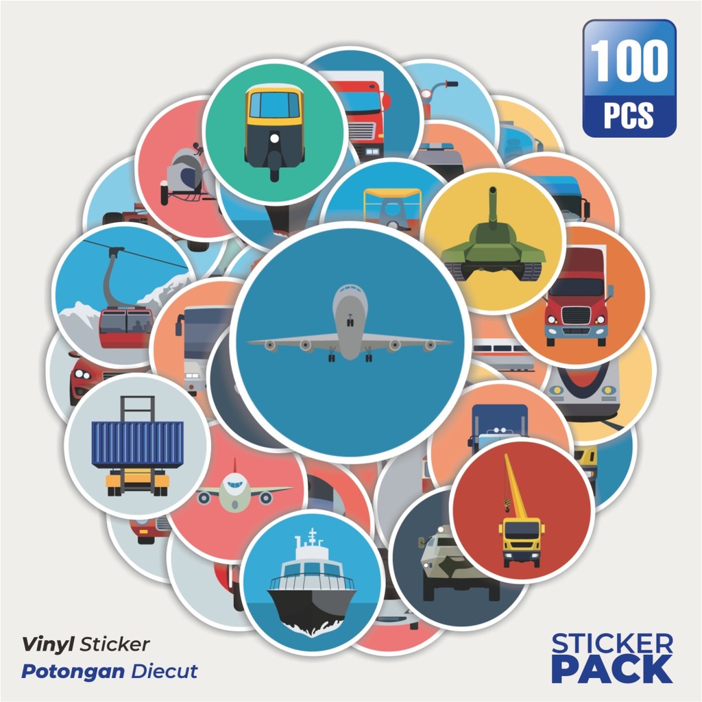 

Super Hemat! 100 PCS Stiker Ikon Transportasi Kendaraan Waterproof Aesthetic- Untuk Laptop, Motor, dan Helm - Paper Stationery Pack