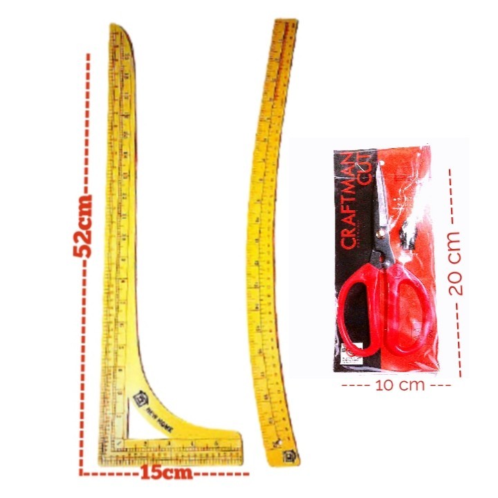 

. penggaris , pola / 2 penggaris , + gunting crafman / penggaris , pola jahit / penggaris , lengkap / kebutuhan menjahit / alat potong bahan / alat alat jahit .,.