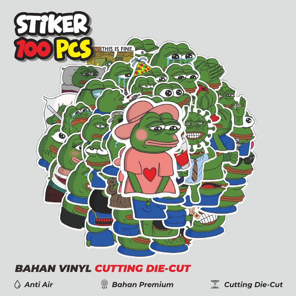

Terbaru! 50 pcs Stiker Meme Pepe The Frog Dekorasi Lucu Kreatif untuk Notebook, Skateboard, HP