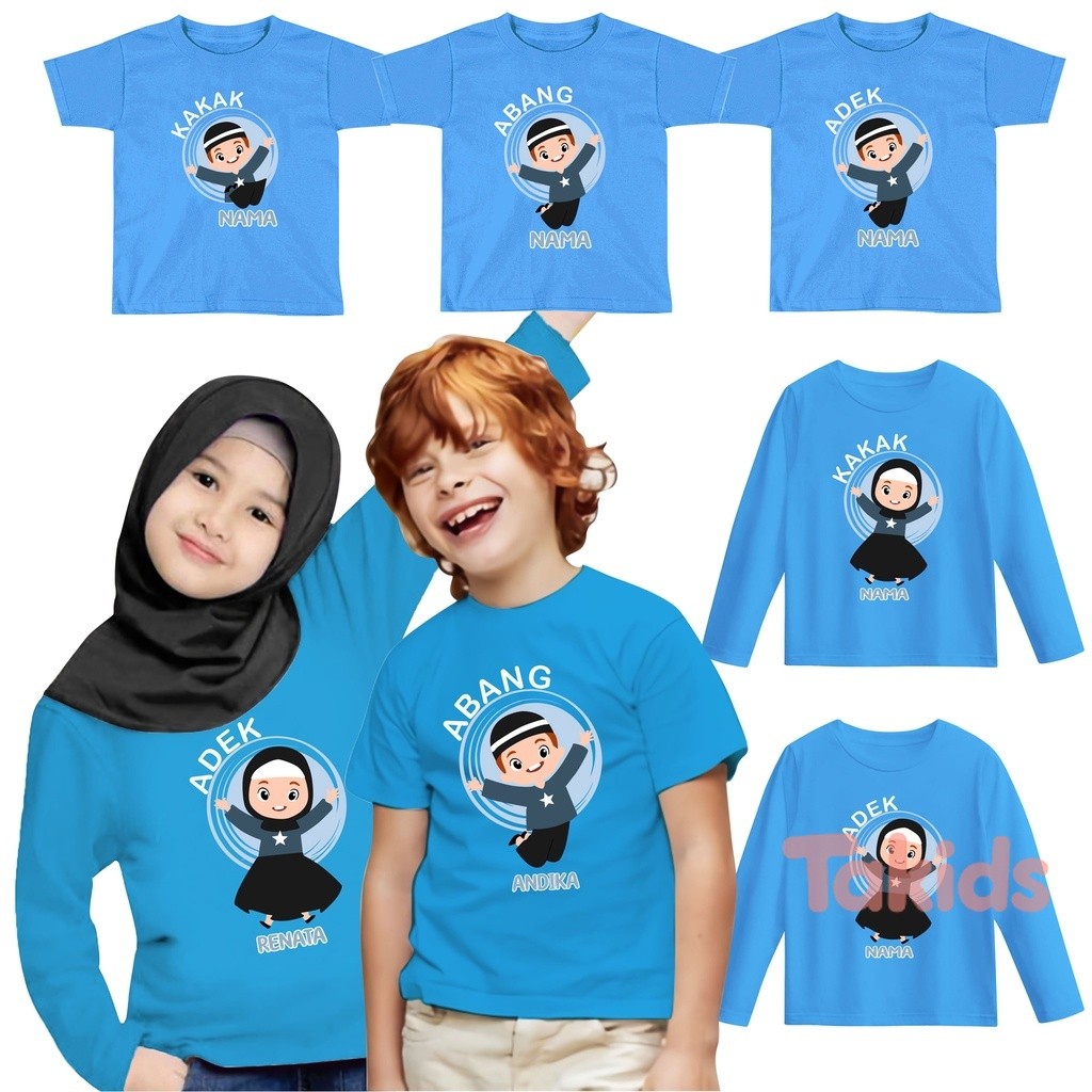 ALI ASH Kaos Couple Kaos Custom Nama Anak Unisex Sablon Satuan Series Muslim Perempuan & Laki laki