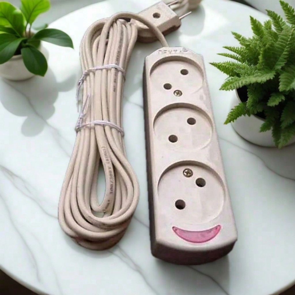 Stop Kontak Gepeng 2 3 4 5 Lubang + Kabel 3 5 Full Meter SNI + Lampu Indikator Kabel Olor Oloran