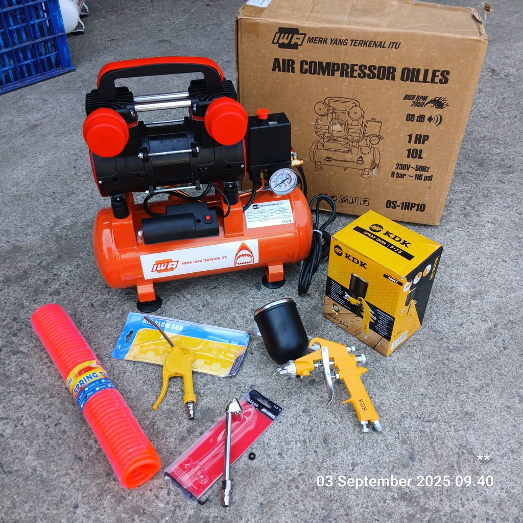 ( COD CEK DULU ) PAKET LENGKAP MURAH (5 ITEM) KOMPRESOR /SELANG KOMPRESOR/ SPRAY GUN Mesin Kompresor