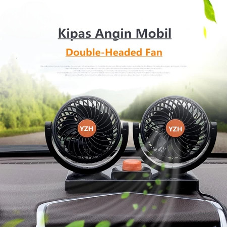 Kipas Angin Mobil Dua Kepala Double Head Fan Kipas Mobil Pick Up Truk Bus 12-24V