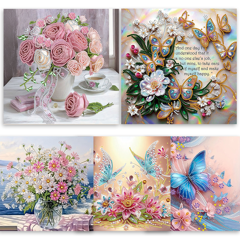 

Butterflies And Flowers 5D Special Shape Diamond Art Kits for Beginners,Diamond Art Painting Kits for Home Wall Decoration Gift