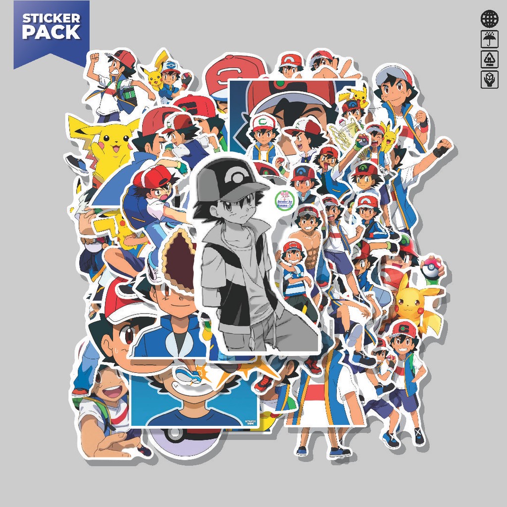

[100PCS]Stiker Pack Stiker Anime Kartun Satoshi [Pokemon] Aesthetic Vinyl Anti Air Dekorasi Sticker Laptop Buku Journal Koper Helm Casing HP Gitar Helm Skateboard