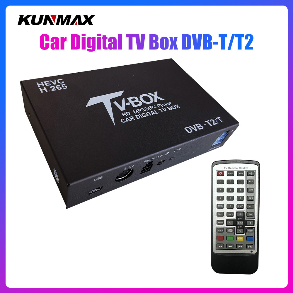 Auto Car TV Signal Box DVB-T/T2 Car Mobile Digital TV Box Receiver HEVC H.265 TV Tuner Box Germany E