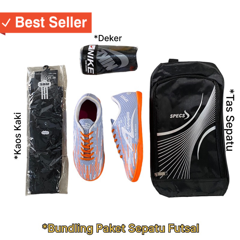 Paket Lengkap Sepatu Futsal Tas Anak Junior / Bundling Sepatu Futsal+Kaos Kaki Anak / Sepatu Futsal+