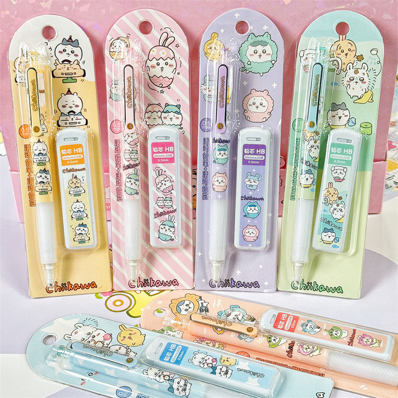 

6/24pcs Anime Chiikawa Mechanical Pencil Set Stationery Refill Not Easy To Break Lead Automatic Pencil Student Supplies