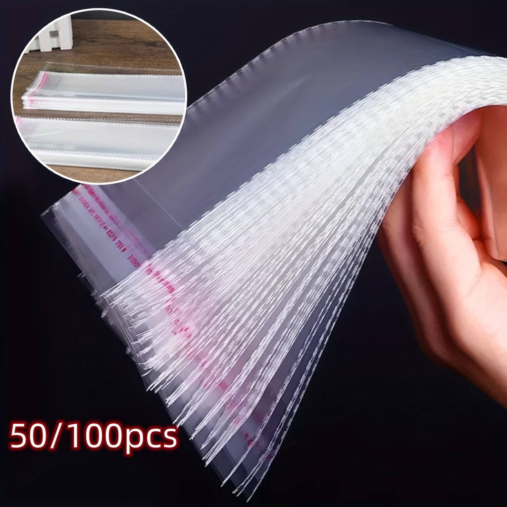 

50/100pcs OPP Plastic Bags for hair bundles Self Seal Adhesive long clear plastic self adhesive bag for hair packaging