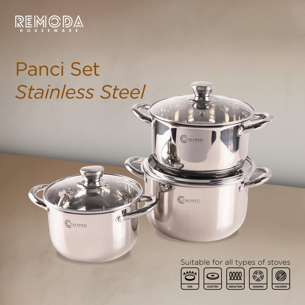 Calypso Panci Kuah Panci Set 3in1 Multifungsi Stainless Steel