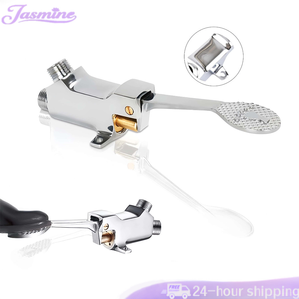 1 Set Kran Injak Wastafel Alat Pedal Kaki Kran Injak Kaki Stainless Foot Pedal Valve For Kran Wastaf