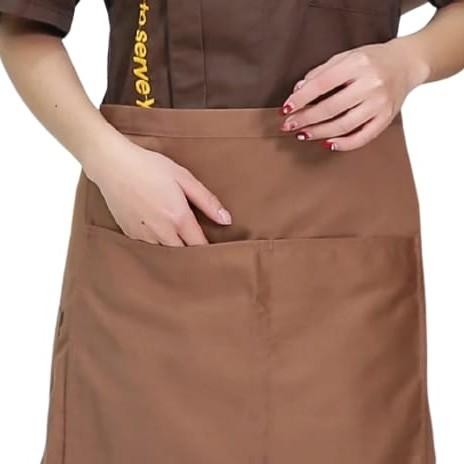 Celemek setengah badan / Celemek sepinggang / Celemek waiters premium / Apron setengah - Hitam, Cele