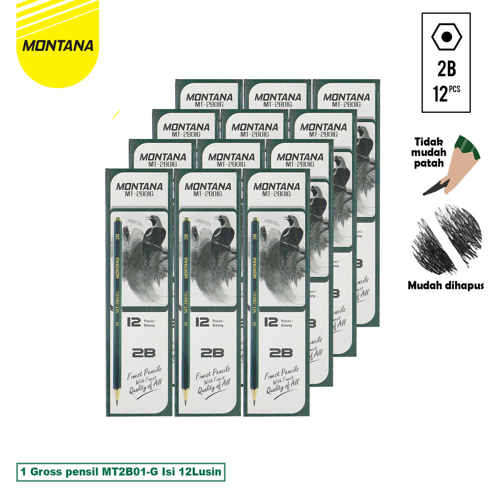 

PROMO!MONTANA Pensil 2B Lulus Uji Komputer 1 Gross Pencil Alat Tulis Sekolah dan Kantor MT2B01-GREADY