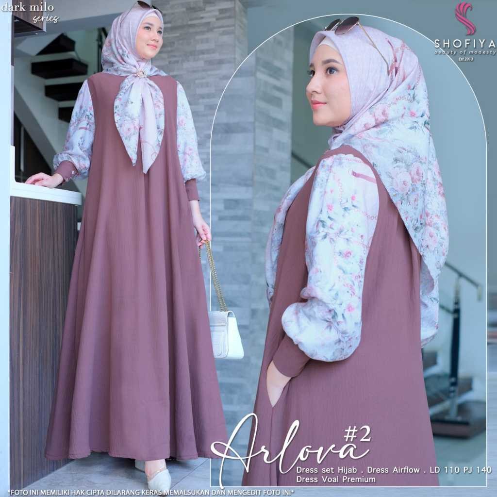 Almahyra Arlova 81 Wanita Dress Set Hijab Adem Jatuh