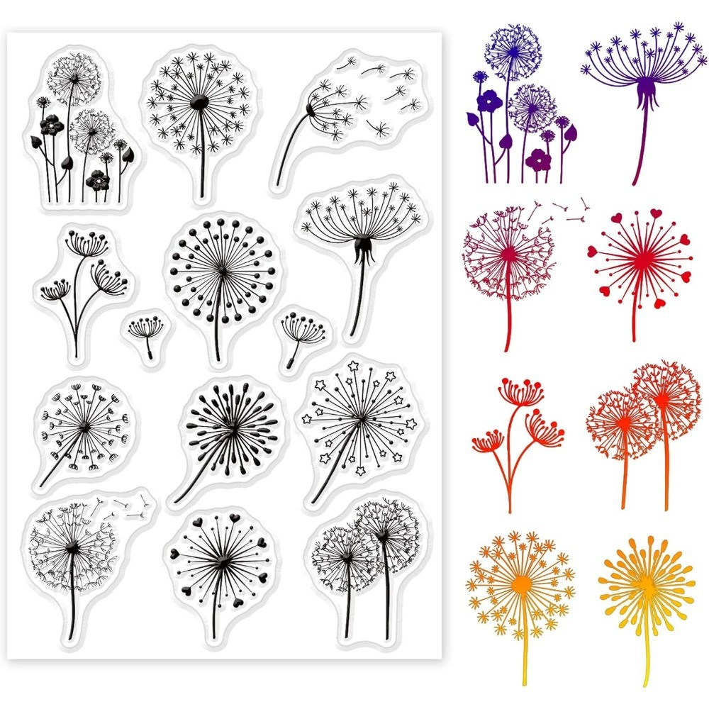 

1pc Dandelion Clear Stamp Plant Silicone Clear Stamp Flowers Leaves Rubber Stamp for Scrapbook Journal Card Making