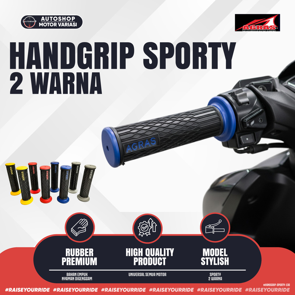 Handgrip Motor AGRAS Strip Sporty 2 Warna Karet Empuk Premium Original