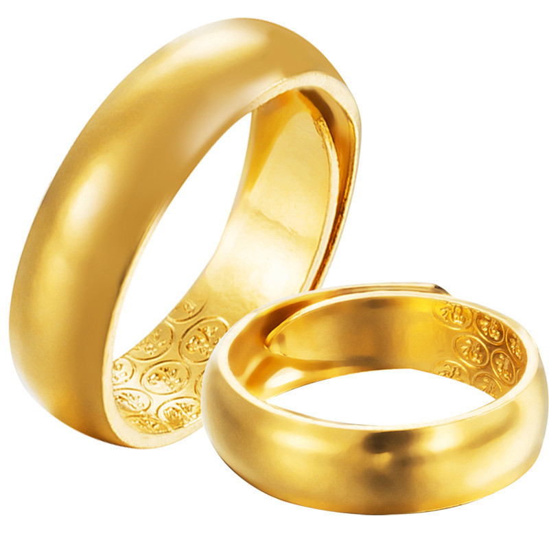 Cincin pasangan emas pasir Vietnam dengan membuka permukaan halus emas imitasi tembaga asli pria dan
