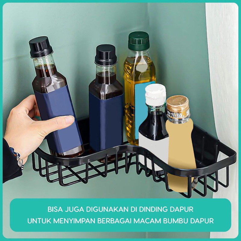 (acc ptk) RAK BESI SUDUT KAMAR MANDI / RAK DAPUR SUDUT / RAK GANTUNG KAMAR MANDI RAK SUDUT TEMPEL MI