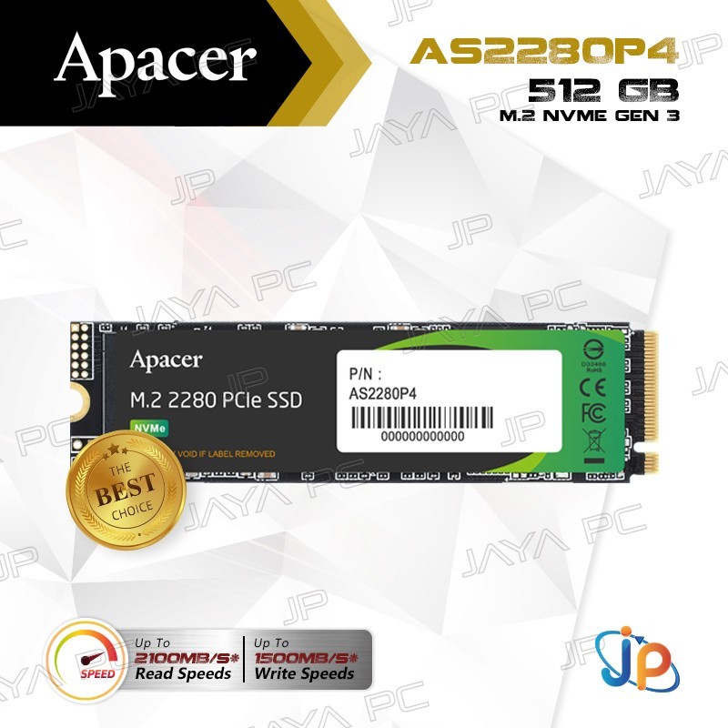 SSD Apacer AS2280P4 M.2 2280 Pcie Gen3 Nvme 512GB - M2 512 GB